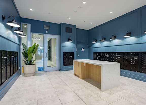 LuxerOne package room at Chandler Apartments in North Hollywood, California