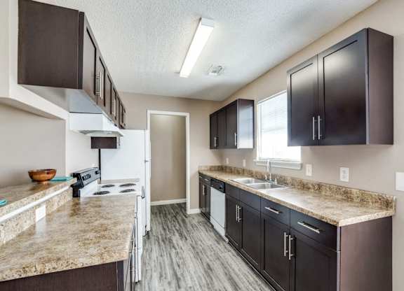 Renovated kitchens at Mockingbird Lane Plaza Affordable Apartments in Victoria TX