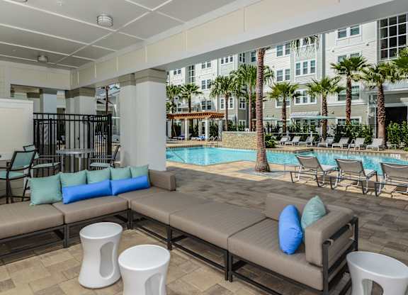 Covered Veranda at Epic at Gateway Luxury Apartments in St. Petersburg, FL