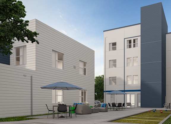 Bocce Ball Court at Lakeland Senior Apartments in Santa Fe Springs CA