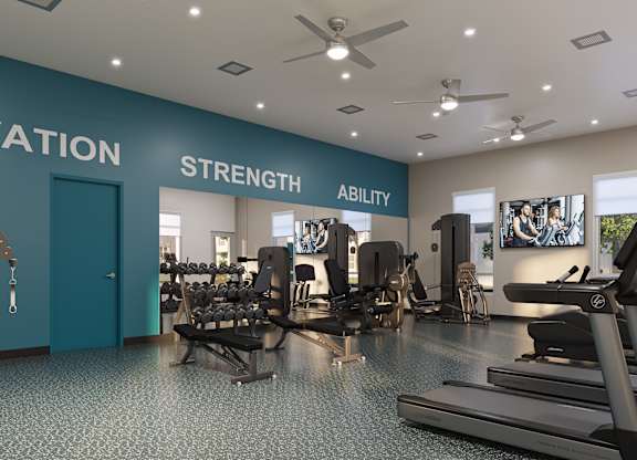 Fitness Center at Lakeland Senior Apartments in Santa Fe Springs CA