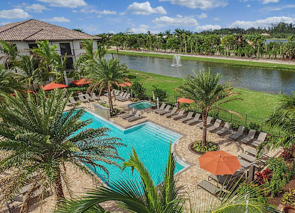 Lovely pool area at Palm Ranch Apartments in Davie, FL