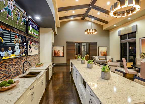 Large kitchen in the clubhouse at Palm Ranch Apartments in Davie, FL