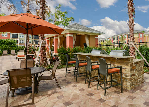 Summer Kitchen with BBQ Grills at The Sedona Luxury Apartments in Tampa FL