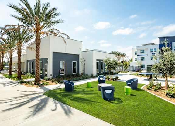 Outdoor Seating at Lakeland Senior Apartments in Santa Fe Springs CA