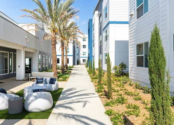 Exterior at Lakeland Senior Apartments in Santa Fe Springs CA