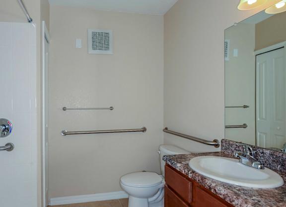 Bathrooms with Grab Bars at Santos Isle Senior Apartments in Tarpon Springs FL