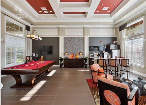 Stylish Lounge with Billiards and Coffee Bar at The Amalfi Clearwater Apartments