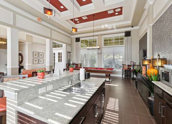Stylish Lounge with Billiards and Coffee Bar at The Amalfi Clearwater Apartments