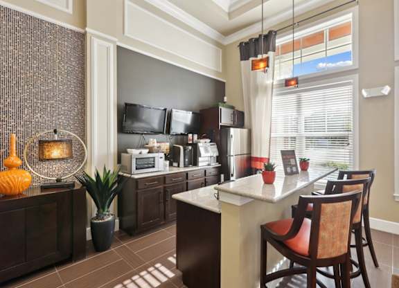 Stylish Lounge with Billiards and Coffee Bar at The Amalfi Clearwater Apartments