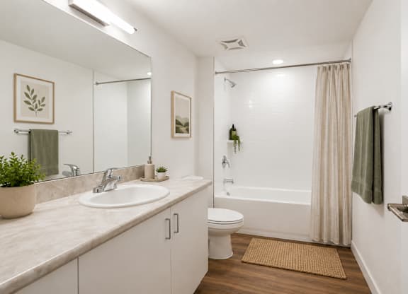 A bathroom with a white sink and a white toilet.