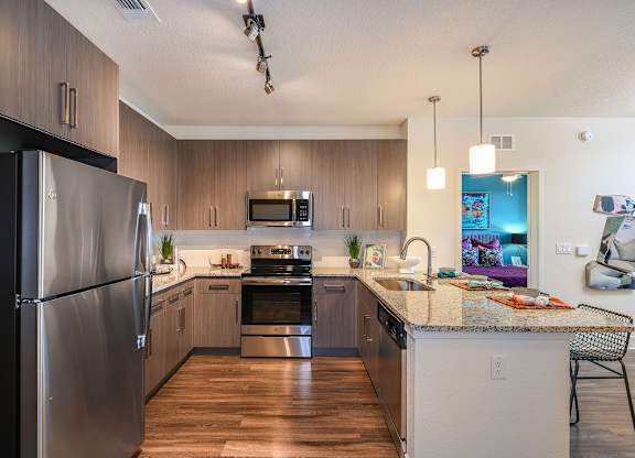 Upscale chef-Style Kitchens at The Exchange Luxury Apartments in St. Petersburg, FL