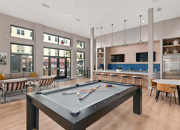 Club Room with Billiards at The Huntington Luxury Apartments in Duarte CA