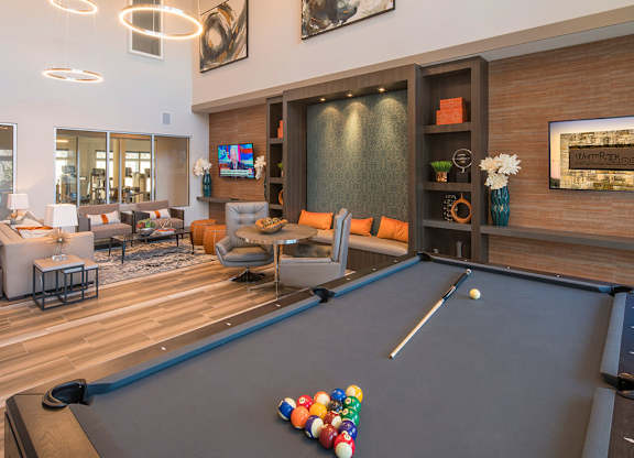 Club Room with Billiards at Parc at White Rock Luxury Apartments in Dallas TX