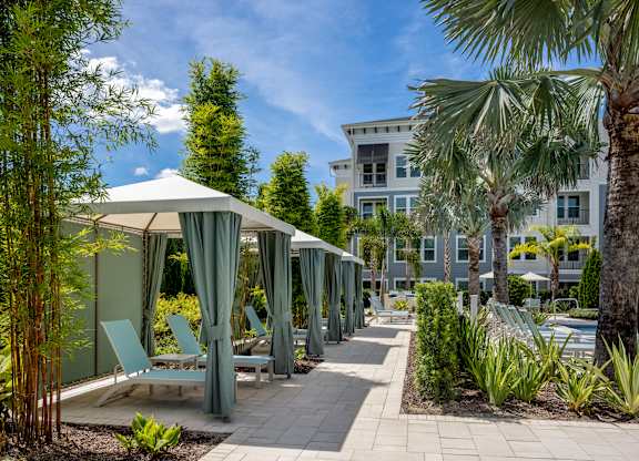 Poolside Cabanas at Waverly Terrace Luxury Apartments in Temple Terrace, FL