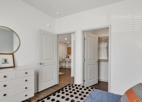 a bedroom and a closet at Apex apartments in Colorado Springs, CO