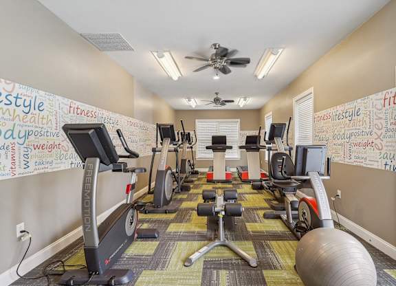 our state of the art gym is equipped with cardio machines and weights at Andrews Ridge Apartments, Suitland, MD