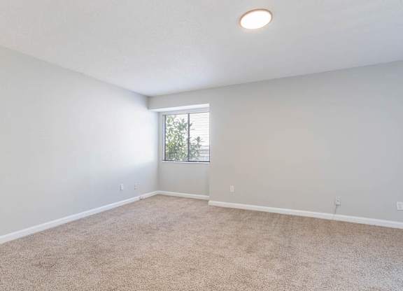 A room with a carpeted floor and a window at The Onyx Hoover Apartments, Hoover, AL