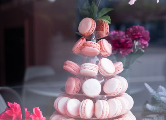 a wedding cake made out of macaroons