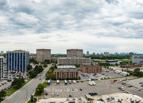 a view of the city from a skyscraper