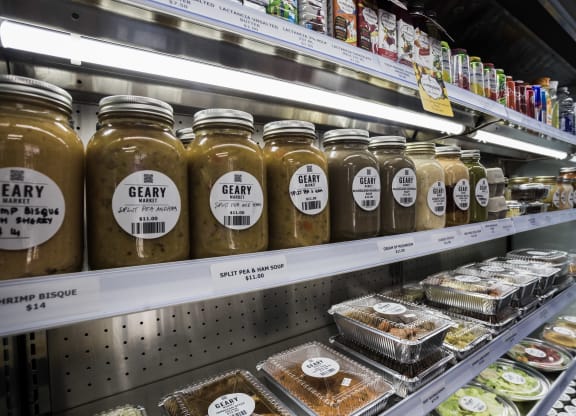 prepared food for sale in refrigerator