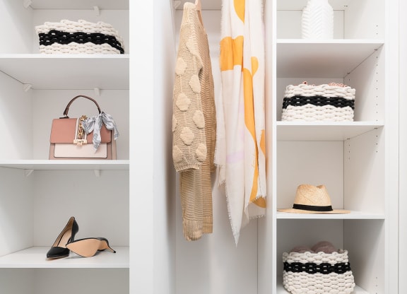 closet with clothes and accessories