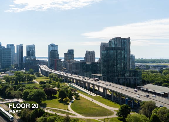 East view from 20th floor of liberty house apartments in liberty village