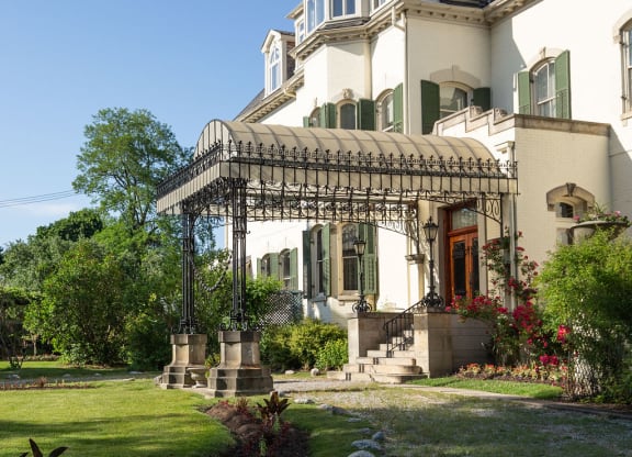 century old house with lawn
