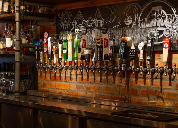 bar with beer kegs