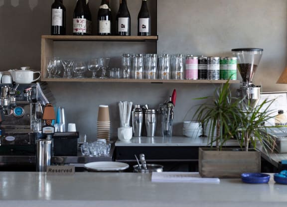espresso machine with shelves