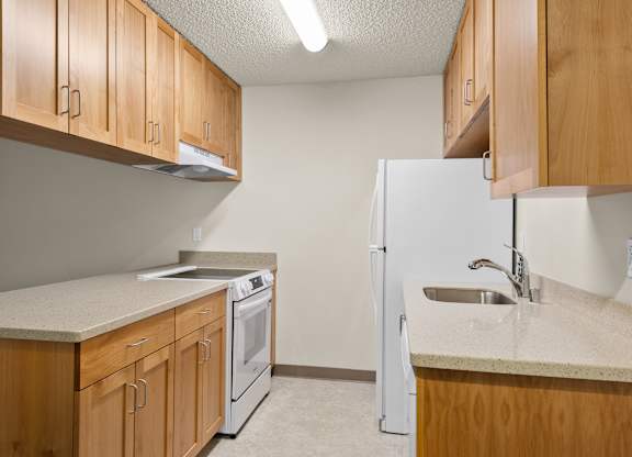 Kitchen in Downstairs Unit with Upgraded Amenities
