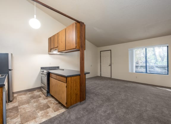 Kitchen And Living at Coddingtown Mall Apartments, California