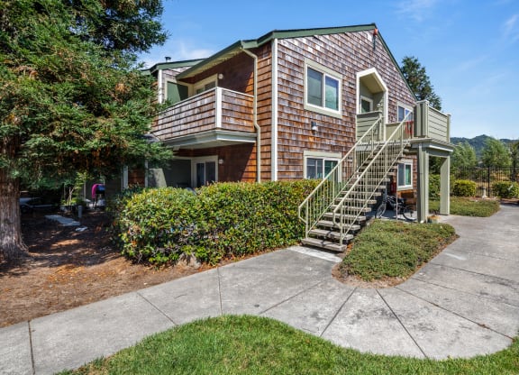 Exterior Walking Path at Meadowview Apartments, Santa Rosa, CA
