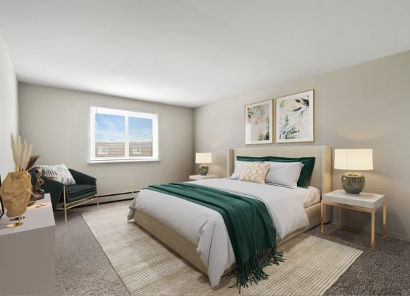 Bedroom at Hanover Park Blu Apartments, Hanover Park, Illinois