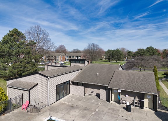the view of a building from the roof of another building