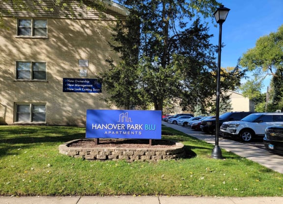 Property Signage at Hanover Park Blu Apartments, Illinois, 60133