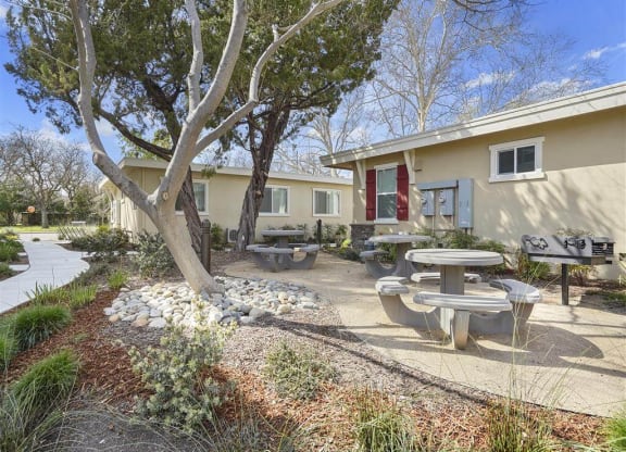 Picnic table at Parkside Apartments, Davis