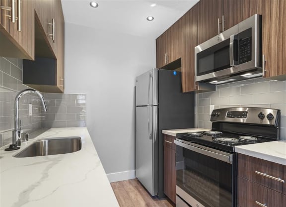 Efficient Appliances In Kitchen at Peninsula Pines Apartments, South San Francisco