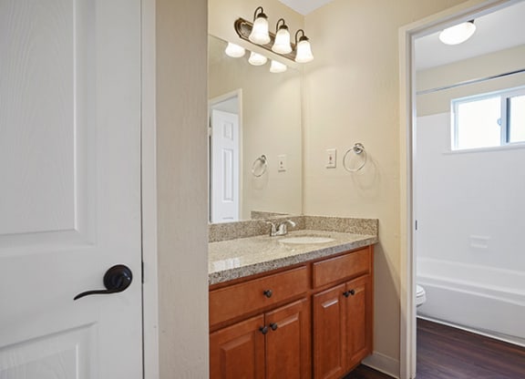 Bathroom With Vanity Lights at Fairmont Apartments, Pacifica, CA