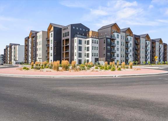 Row of apartment buildings at Solhavn Apartments, Utah, 84003