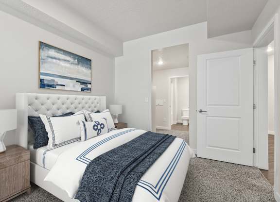 Large Bedroom with Bed at The Flats at Riverwoods, Provo, Utah