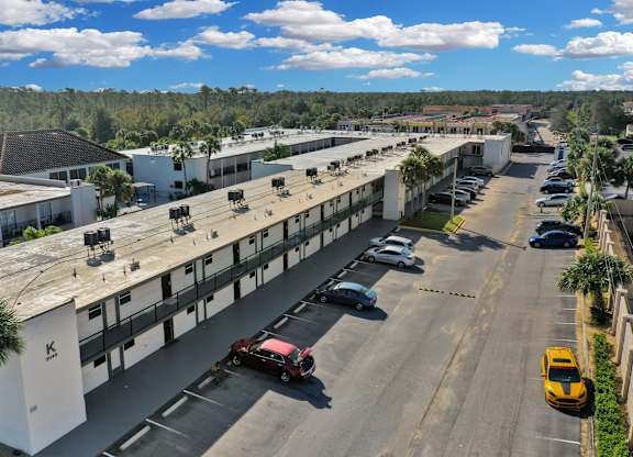 Aerial view of parking at Avia Apartments at Reedy Creek, Florida