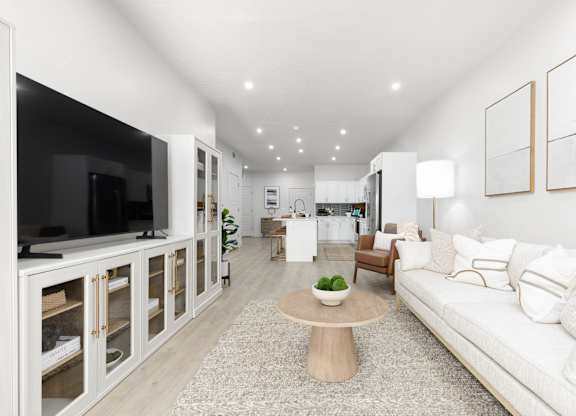 Living room with TV at The Vue At Desert Color, St. George, UT, 84790