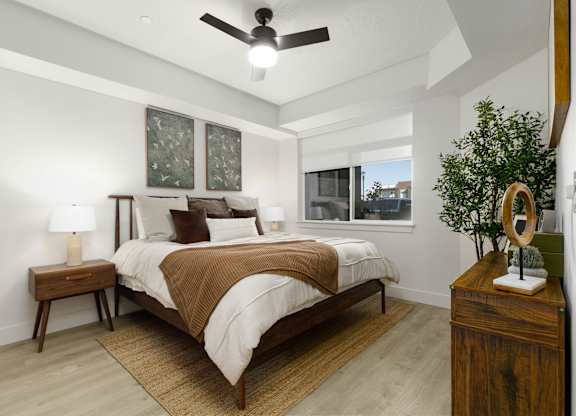 Bedroom With Ceiling Fan at The Vue At Desert Color, St. George, Utah