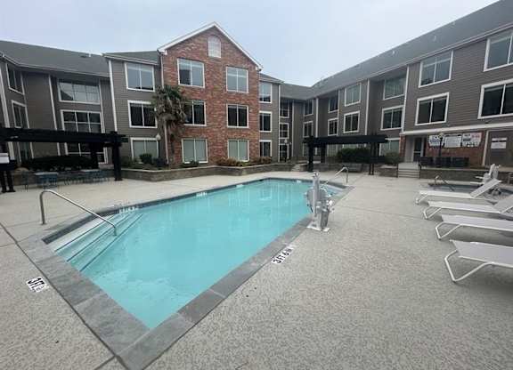 Pool side view at AVIA Apartments On Alpha, Dallas