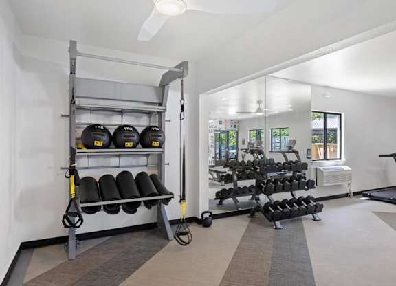 Free weights at Avia Apartments on College Blvd (Overland Park), Kansas, 66210
