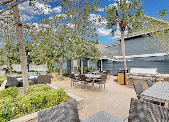 Patio with BBQ at AVIA Lofts on Liberty Ridge, Apartments, Jacksonville, Florida