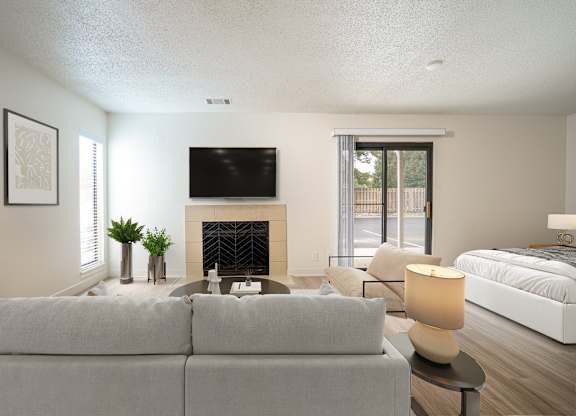 Warm And Inviting Living Room at AVIA Lofts on Victors Way, Ann Arbor, Michigan