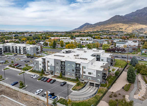 Aerial View Of Housing Area at The Flats at Riverwoods Apartments, Utah, 84604