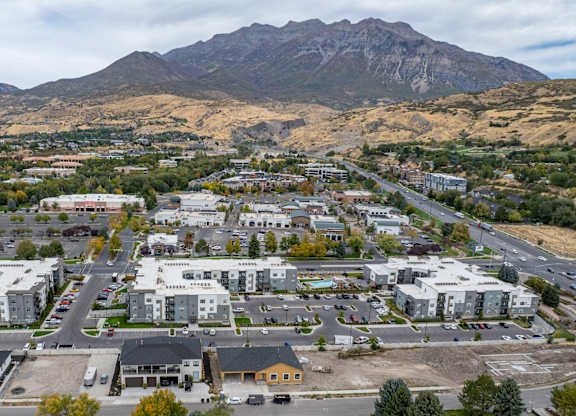 Aerial View Of Private Property at The Flats at Riverwoods Apartments, Utah